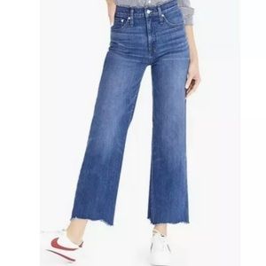 J. Crew Point Sur Wide Leg Crop Jeans Frayed Hem High Rise K3443 Size 30
